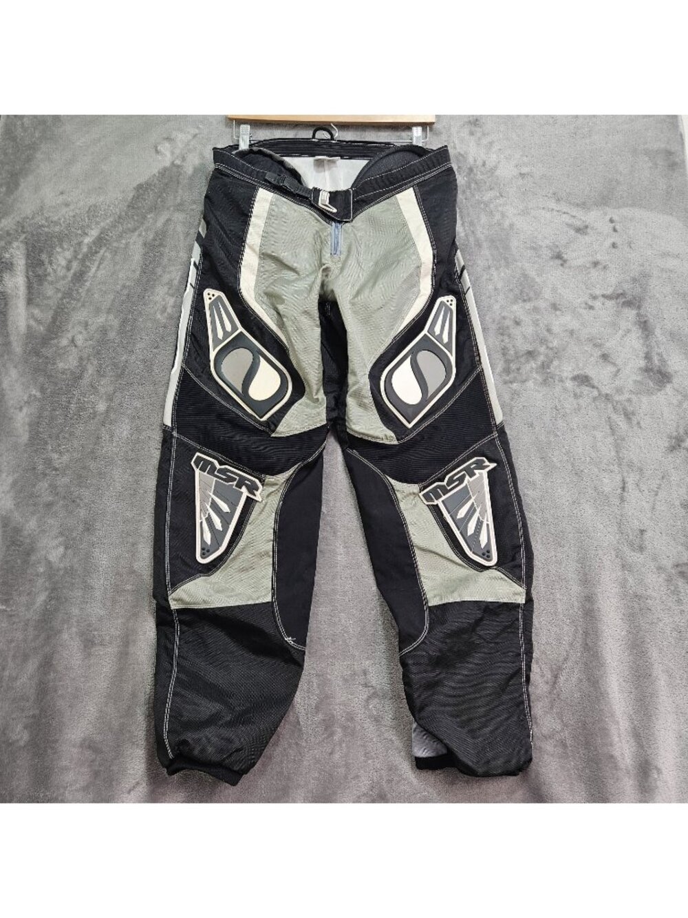 MSR AXXIS Pant Motocross Racing Adult Sz 36  Black Gray Padded Off Road 90s Y2K